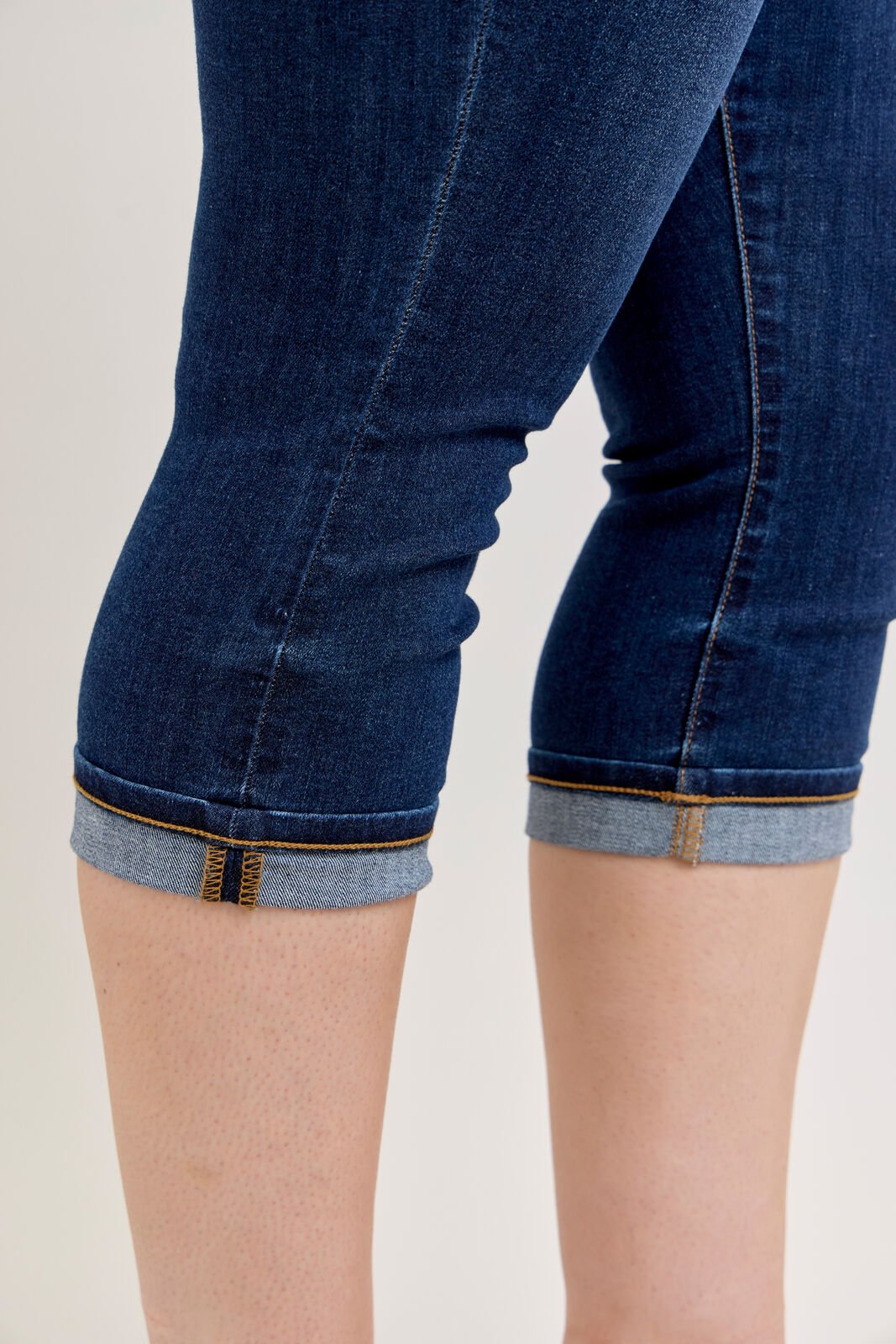 Judy Blue (NP) - High Waisted, Dark Blue Capri with Single Cuff, Plus - Nikki and Co Boutique