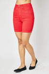 Judy Blue (NP) - Tummy Control Red Hot Bermuda Shorts - Nikki and Co Boutique