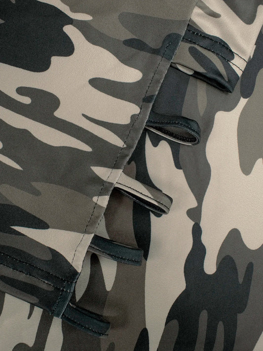 Plus Size Women's Camo Capri Leggings with Side Stripe Cutouts Stylish High Elasticity Knit Sporty Fashionable Casual Pants