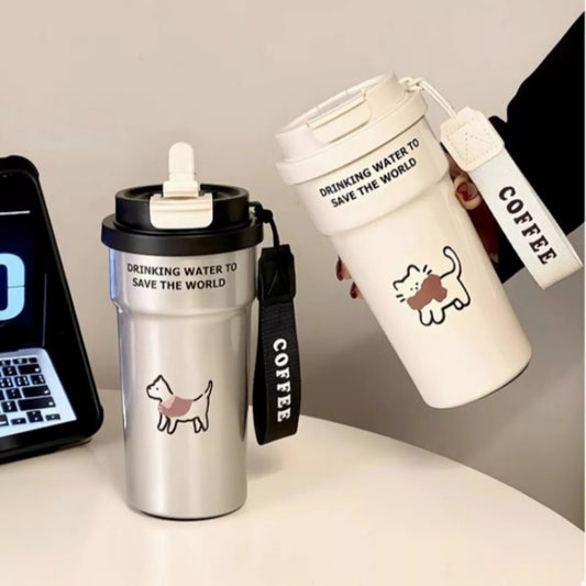 Cute Cat Stainless Steel Tumbler with Straw - Nikki and Co Boutique