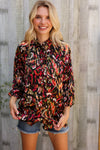 Evening Sunset Scribble Button Down Blouse - Nikki & Co. Boutique