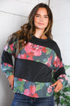 Cottage Roses Charcoal Color Block Long Sleeve - Nikki & Co. Boutique