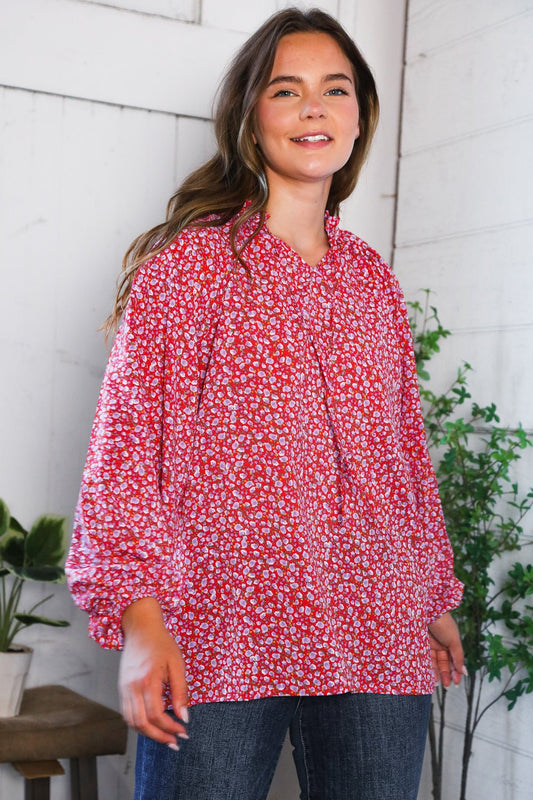 Poppy Daydream Floral Woven Blouse - Nikki and Co Boutique