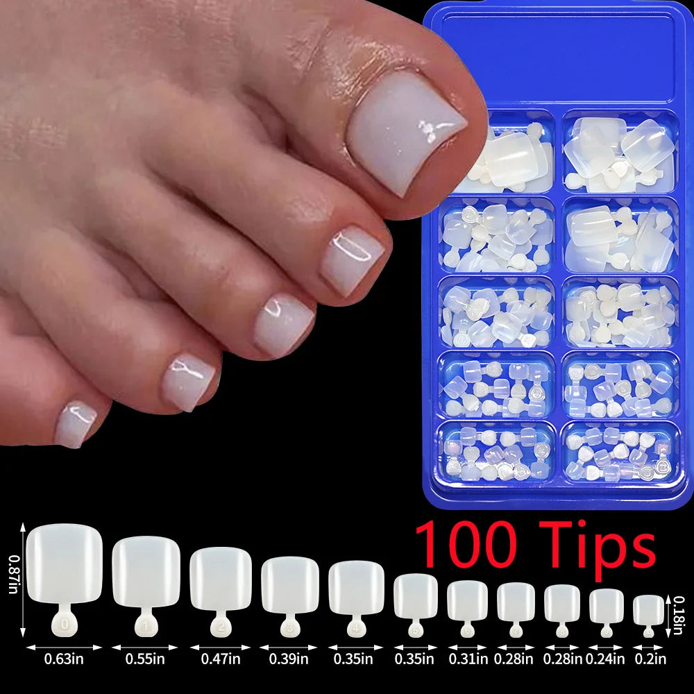 1 Pack Toenail Tips - Short French Tip Press On Toenails 100/120Pcs Pink Soft Gel Tips