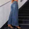 Benuynffy Vintage Hip Wrap Mermaid Hem Denim Skirt Women's Spring Summer High Waist Y2k Casual Raw Hem Jean Long Skirts