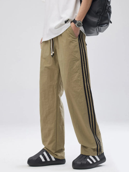 Men's Full Size Drawstring Wide Leg Pants with Side Striped Plus Size - Nikki and Co Boutique