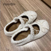 Autumn Winter Short Plush Low Heel Pumps Women's Fur Cozy Round Toe Loafers Sweet Comfortable Outwear Ballet Flats Size 35 40
