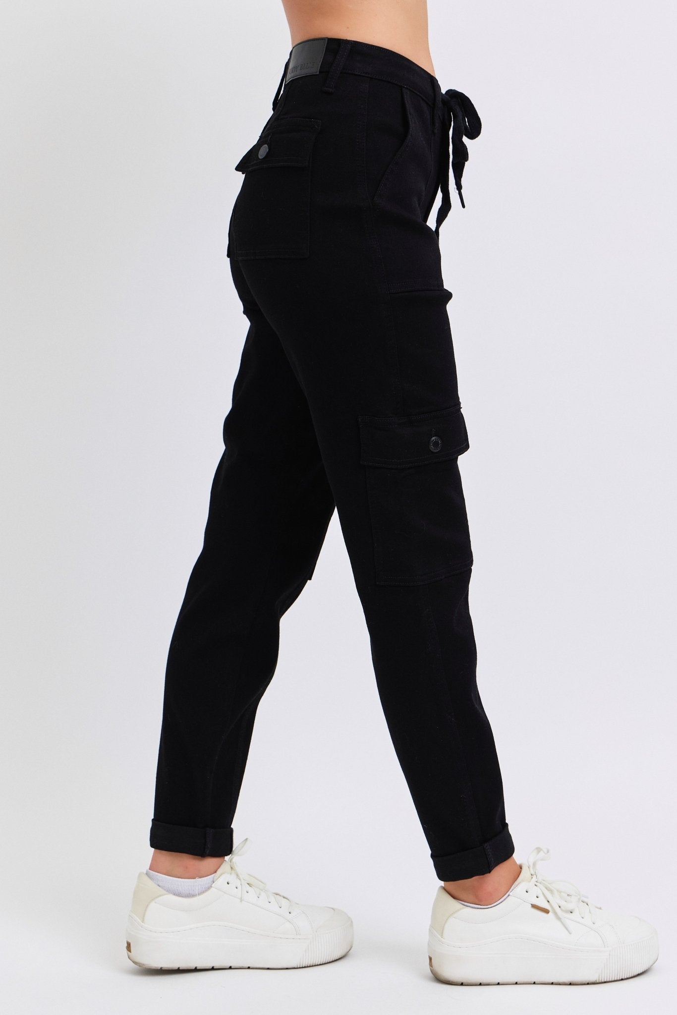 Judy Blue Jeans (NP) - High Rise Black, Cuffed Cargo Denim Joggers - Nikki and Co Boutique