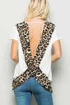 Ivory Top, Cutout Back with Leopard Design (NP) - Nikki & Co. Boutique