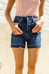 Judy Blue Dark Wash Released Hem Tummy Control Shorts - Nikki and Co Boutique