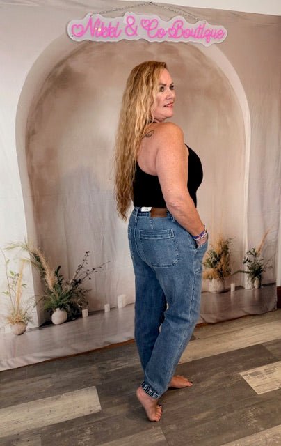 Judy Blue Jeans (NP) - High Waisted Denim Joggers - blue - Nikki and Co Boutique