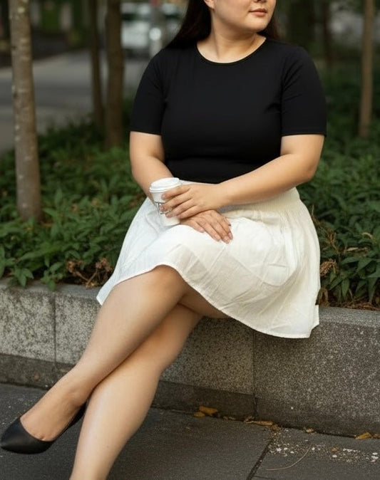 Front Tie Skirt with Lining (NP) - Plus - Nikki & Co. Boutique