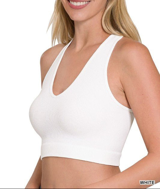 Zenana - (NP) - Ribbed Cropped Racerback Tank Top - Nikki and Co Boutique