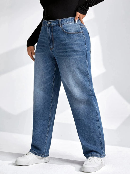Plus Size Tapered Jeans for Women Full Length Harem Women Jeans High Waist Washing Spring and Autumn Denim Women Jeans 2023