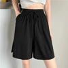 Summer Ice Silk Loose Women'S Shorts Elastic High Waist Casual Wide Leg Shorts Harajuku Casual Sports Straight Short Pants