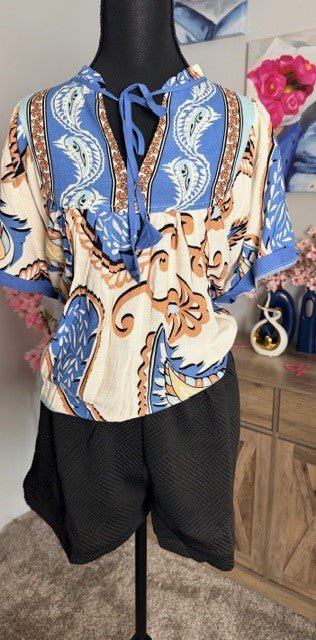 Lightweight Jacquard Shorts, Front Tie (NP) - Plus, 3 Colors (Buy the top & shorts and save) - Nikki & Co. Boutique