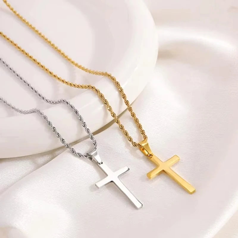2PCS Necklace Men's and women's new cross pendant necklace, minimalist gold jewelry, men's and women's necklace