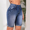 Women Jeans Denim short Knee Length High Waist Stretch Distressed Washed Skinny Straight Short Pants Summer Streetwear