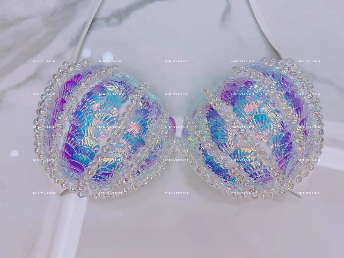 Mermaid Sequin Corset High Quality Multi Styles Mermaid Bra Suitable For Free Diving Oceanarium Performance Mermaid Bra