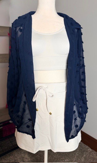 Sheer Collar Button Down Swiss Dot Top (NP) - 2 Colors - Nikki & Co. Boutique