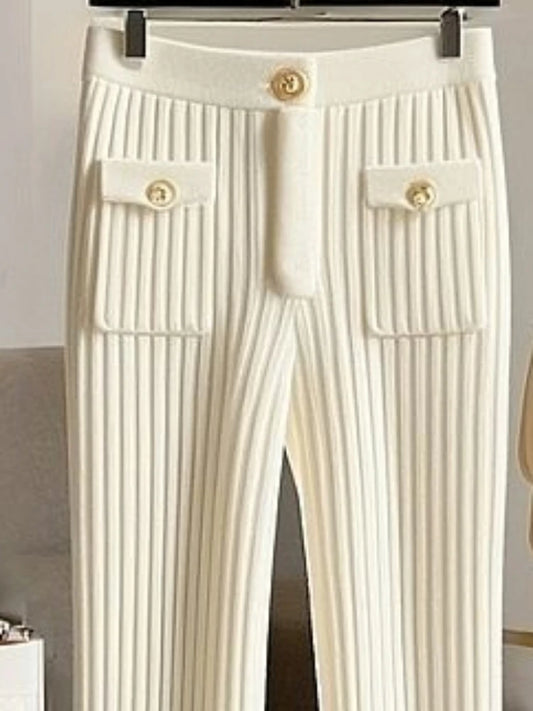 New Bottoms Fashion Flare Pants for Women High Waist Slim Fit Knitted Trousers Korean Casual Pantalon Femme Y2k Clothing