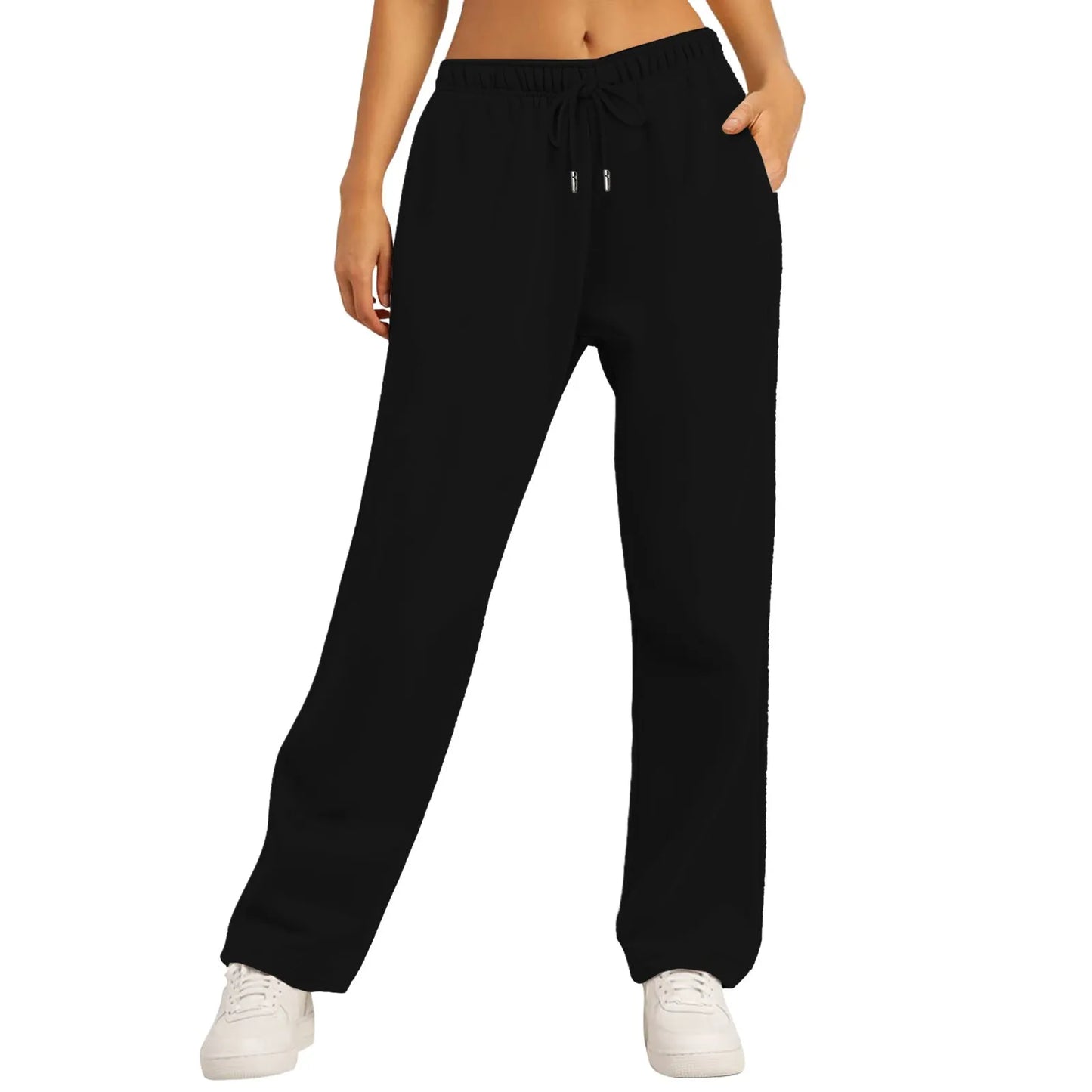 Women’s Fleece Lined Sweatpants Wide Straight Leg Pants Bottom Winter Warm Pants Daily Casual Jogger Sweatpants Sports Trousers