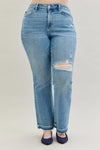 Judy Blue Jeans (NP) - Mid Rise Distressed Release Hem Boot Cut - Nikki and Co Boutique