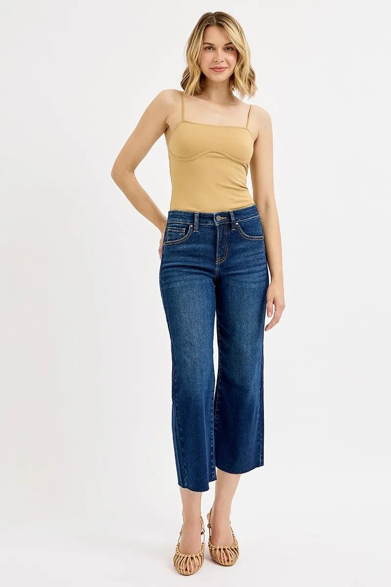 RISEN Full Size Tummy Control High Rise Crop Wide Jeans Plus Size - Nikki &amp; Co. Boutique