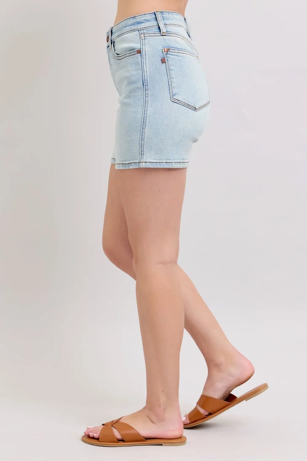 Judy Blue Full Size 2 Button Denim Shorts with Pockets Plus Size | Nikki &amp; Co. Boutique