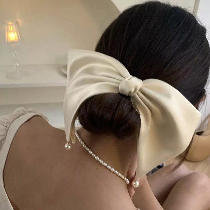 Satin Pearl Bow Hair Clip | Nikki &amp; Co. Boutique