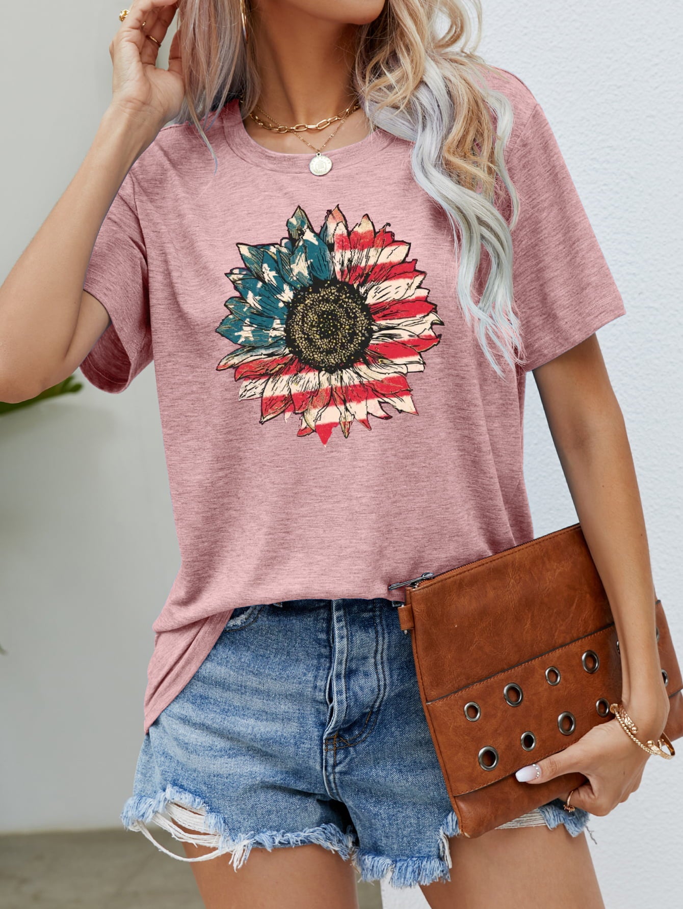 US Flag Flower Graphic Tee - Nikki and Co Boutique