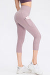 Wide Waistband Cropped Active Leggings with Pockets - Nikki and Co Boutique