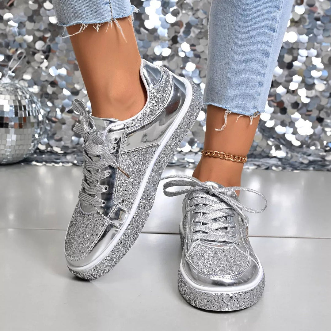 Sequin Lace Up Sneakers | Nikki &amp; Co. Boutique