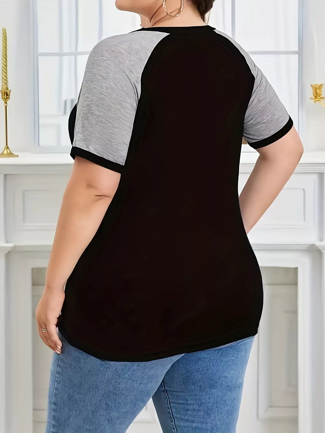 Plus Size Casual Color Block Raglan Sleeve T-Shirt | Nikki &amp; Co. Boutique