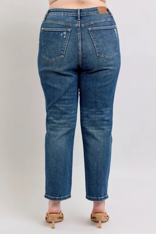Judy Blue Full Size High Waisted Rigid Magic Non - destroy Straight Leg Jeans Plus Size - Nikki &amp; Co. Boutique