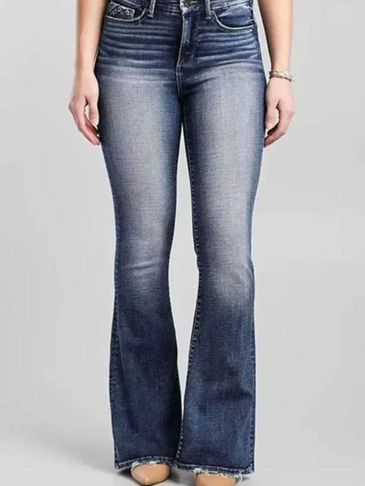 High - Rise Flare Gradient Wash Jeans - Nikki &amp; Co. Boutique