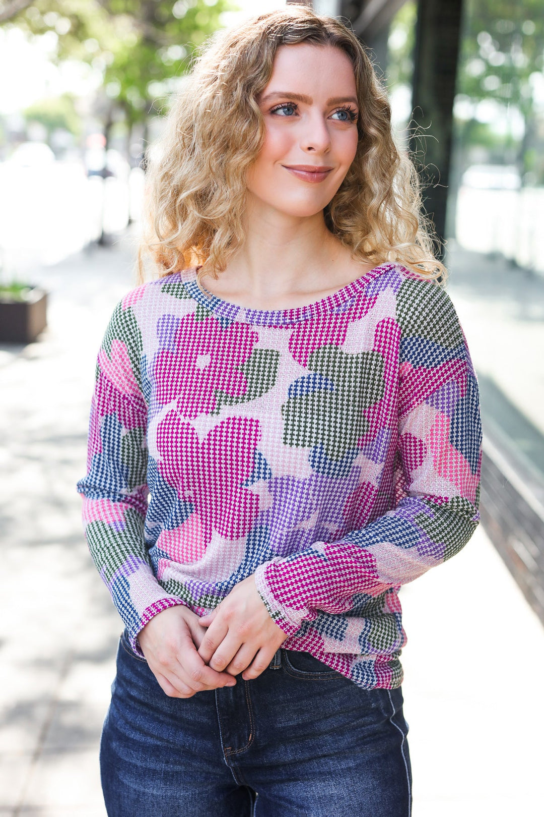 Beautiful You Magenta Floral Vintage Two Tone Knit Top | Nikki &amp; Co. Boutique