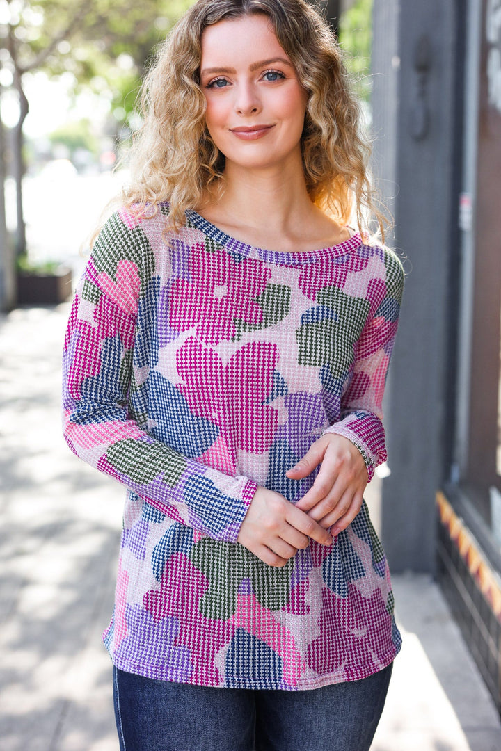 Beautiful You Magenta Floral Vintage Two Tone Knit Top | Nikki &amp; Co. Boutique