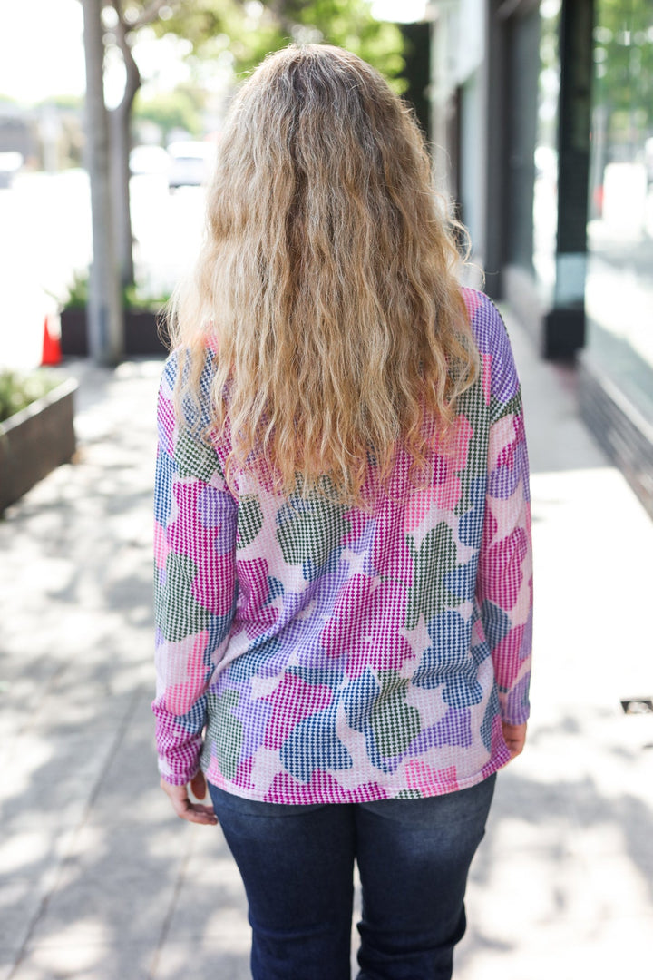 Beautiful You Magenta Floral Vintage Two Tone Knit Top | Nikki &amp; Co. Boutique