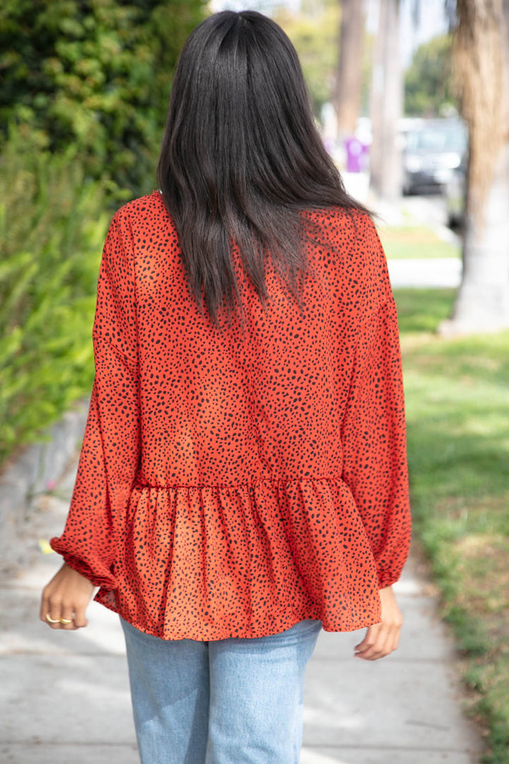 Rust Leopard Wool Dobby Woven Knit Tops | Nikki &amp; Co. Boutique