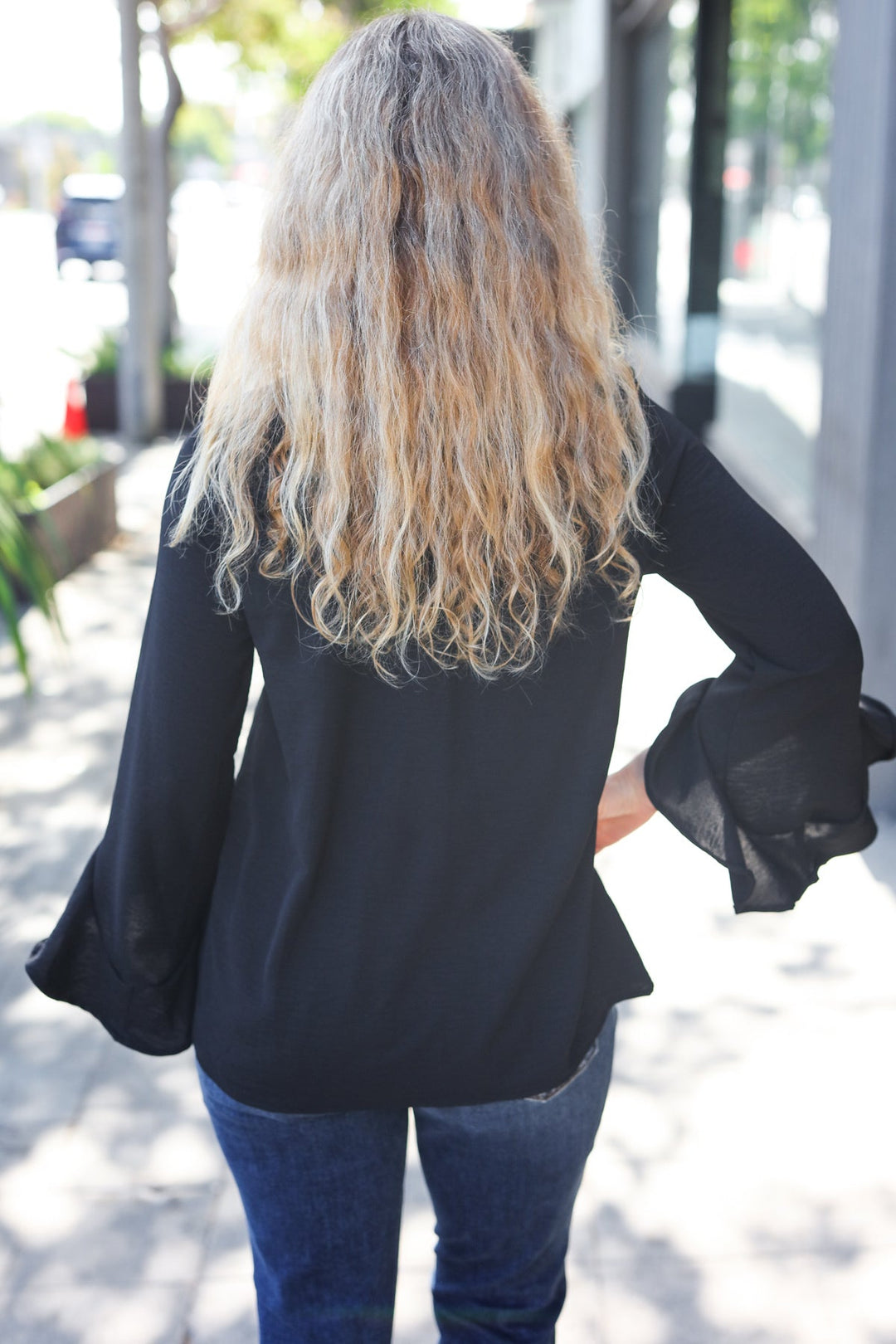 Falling In Love Black Hi-Lo Ruffle Sleeve Woven Tops | Nikki &amp; Co. Boutique