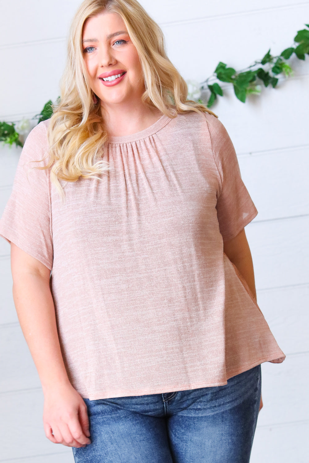 Mauve Tie Back Crinkle Floral Tops | Nikki &amp; Co. Boutique