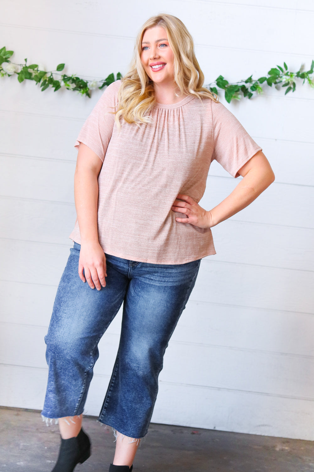 Mauve Tie Back Crinkle Floral Tops | Nikki &amp; Co. Boutique