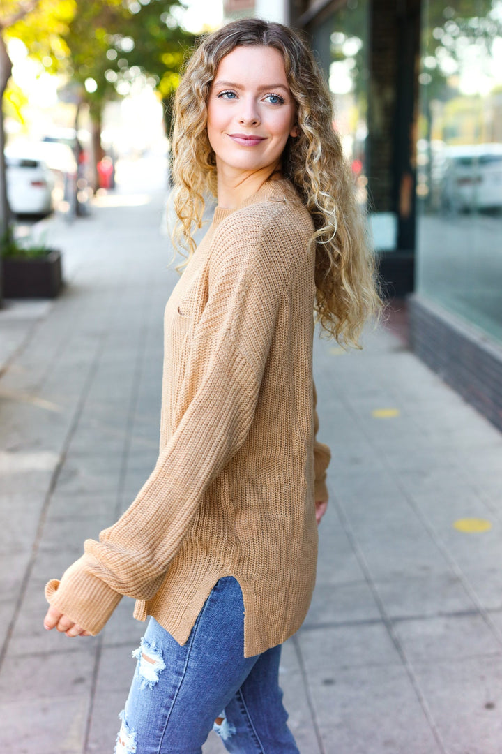 Classy Chic Taupe Mock Neck Chest Pocket Knit Sweater | Nikki &amp; Co. Boutique