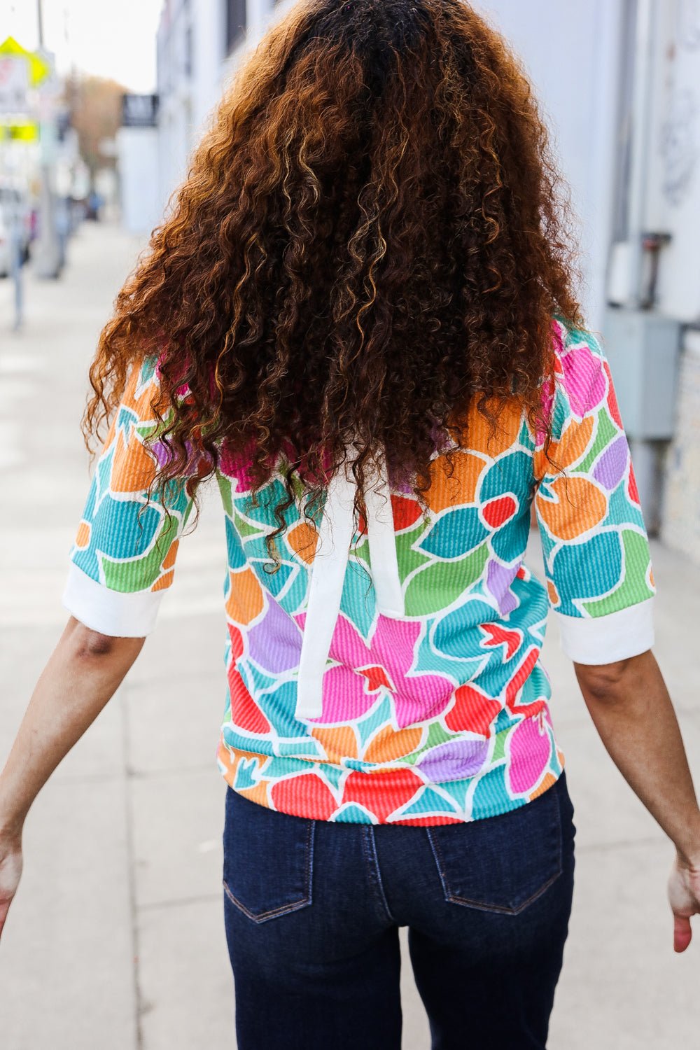 Spring Vibes Multicolor floral Rib Back Bow Tie Detail Tops - Nikki &amp; Co. Boutique