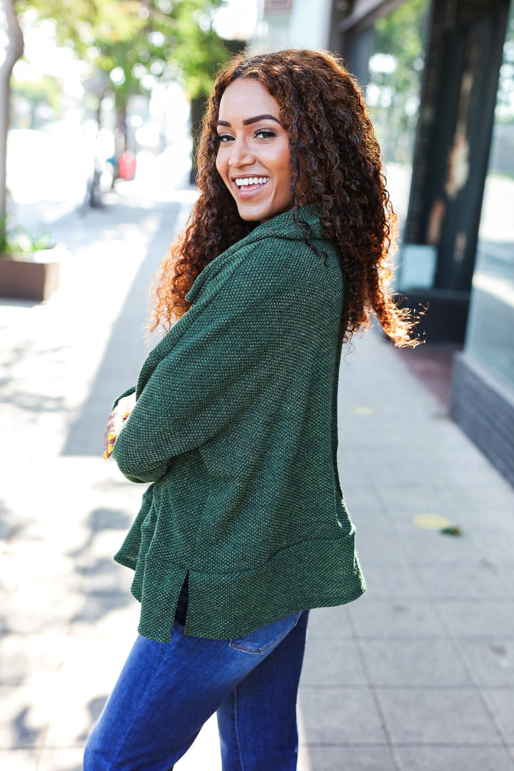 Easy Living Olive Textured Knit Notch Neck Oversized Collar Sweater | Nikki &amp; Co. Boutique
