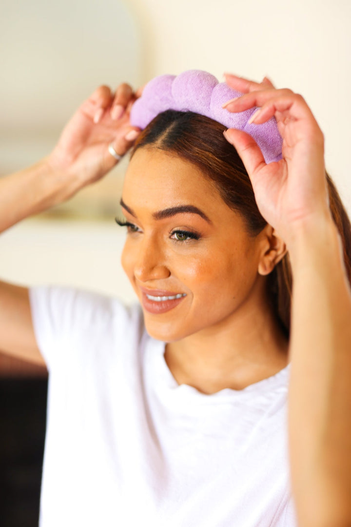 Lavender Terry Cloth Skincare Headband | Nikki &amp; Co. Boutique