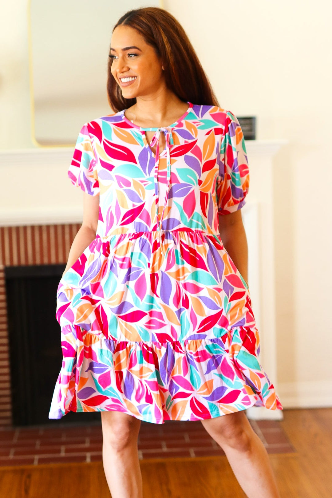 Feel Your Best Multicolor Floral Tiered Front Tie Pocketed Dress | Nikki &amp; Co. Boutique