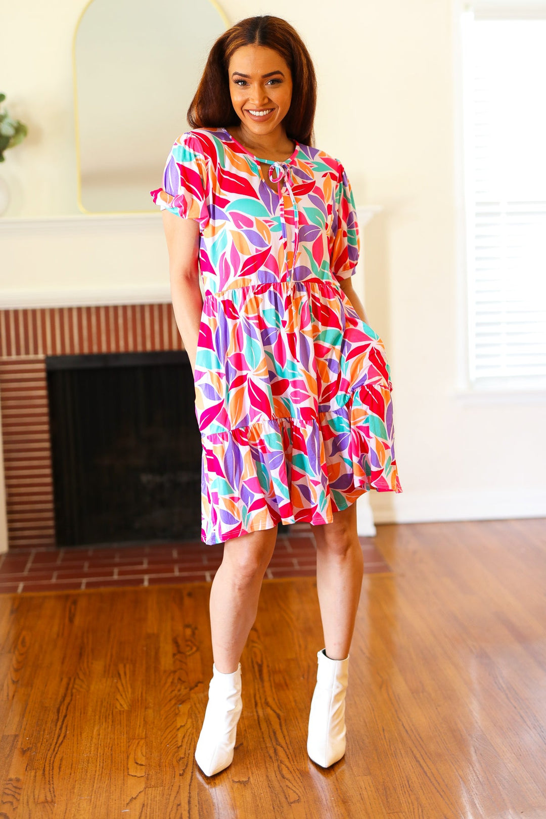 Feel Your Best Multicolor Floral Tiered Front Tie Pocketed Dress | Nikki &amp; Co. Boutique
