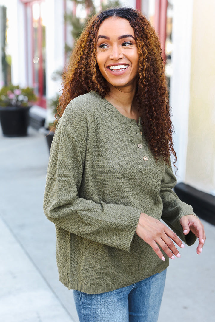 Beautiful You Moss Green Button Down Ribbed Sweater | Nikki &amp; Co. Boutique